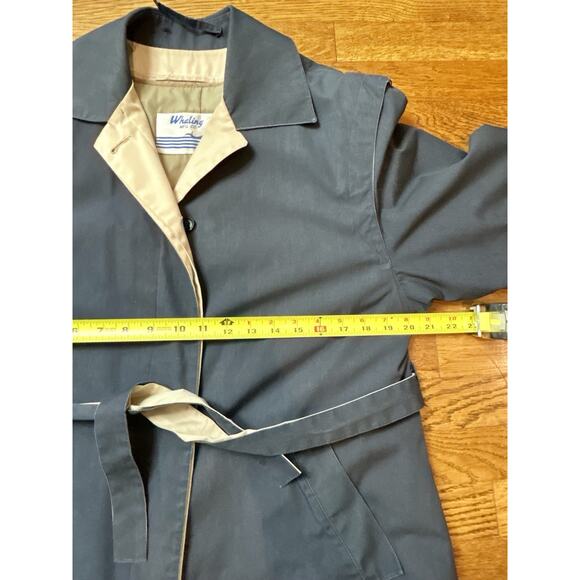 Whaling Mfg Co. Women's‎ M Navy Blue Trench Coat, Belted Vintage - Picture 6 of 14